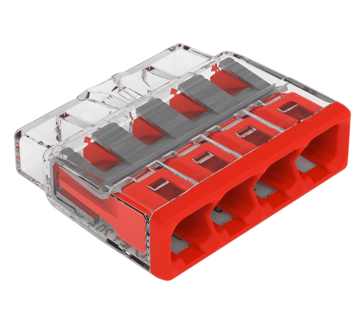 80-PK, 2773-404, WAGO PUSH WIRE splicing connector 4-conductor, AWG 20-12
