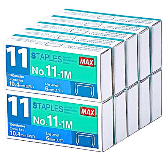 10 Boxes (10,000 pcs Staples) Japan MAX No.11-1M Staples
