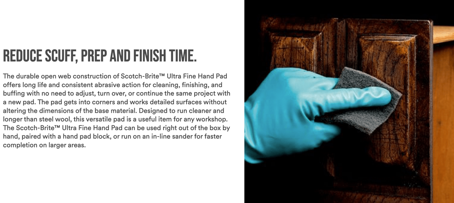 48 ea/Case Bulk, 3M Scotch-Brite Hand Pad 7448 SiC Ultra Fine, Gray, 6 in x 9 in