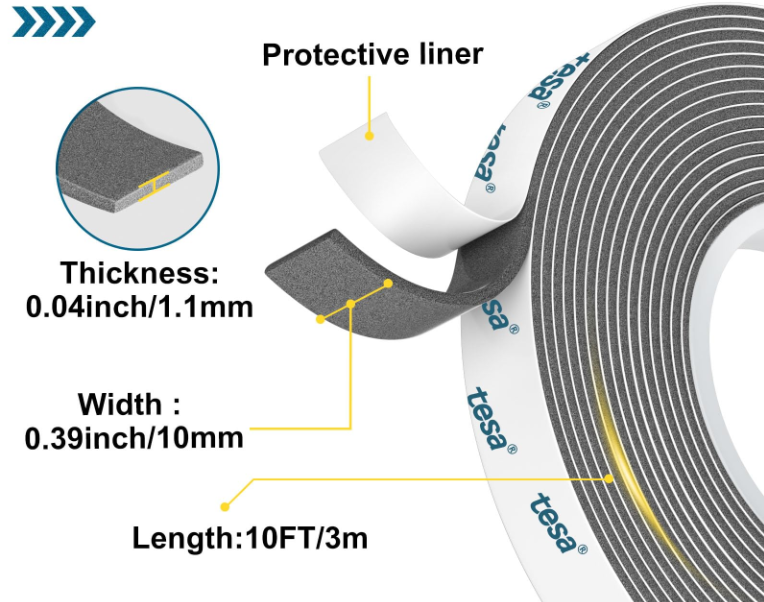 1-Meter, Tesa 6311 Double-Sided Acrylic Foam LSE Tape
