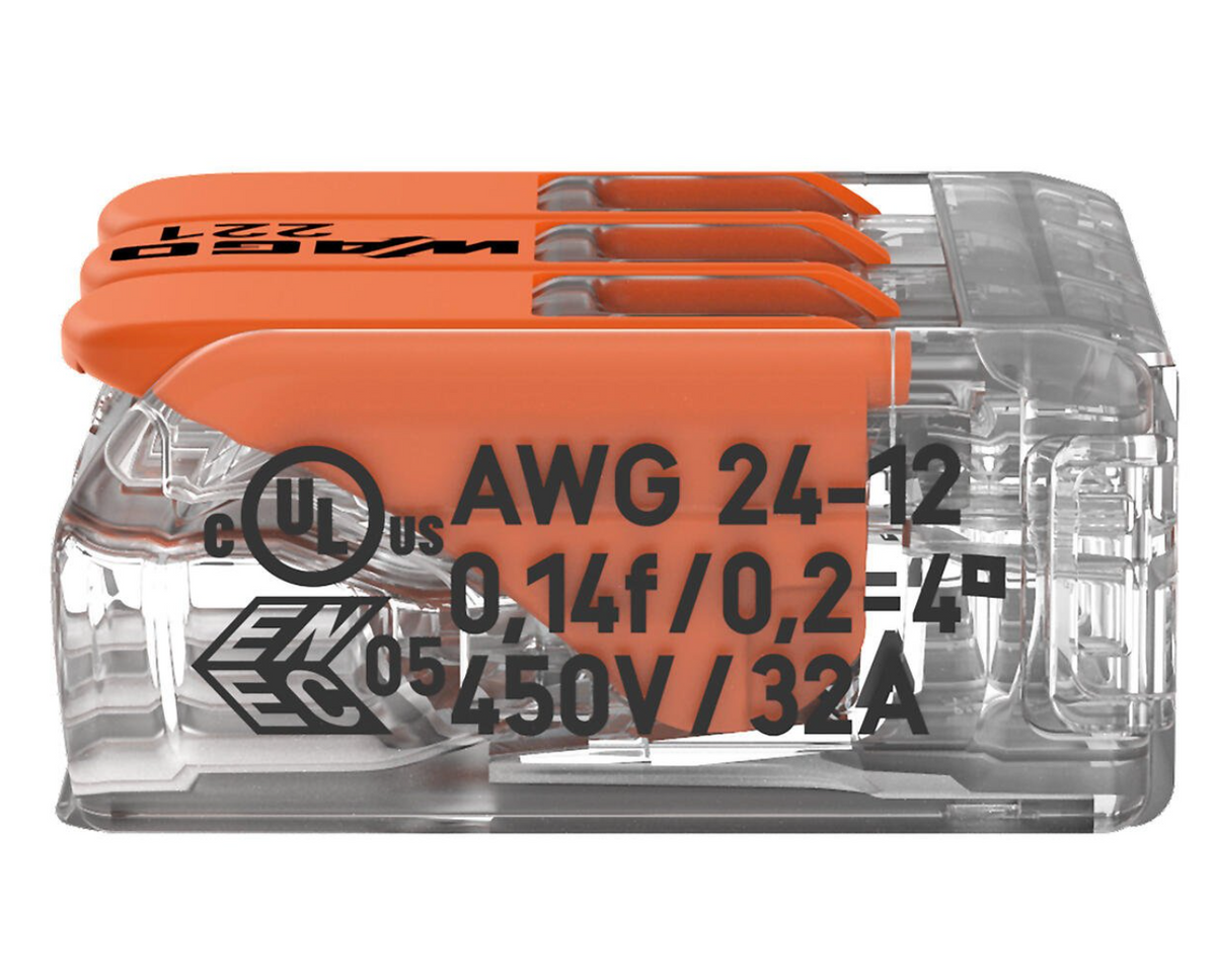 500-PK, 221-413, WAGO Splicing connector with levers, 3-conductor, max. 4 mm²