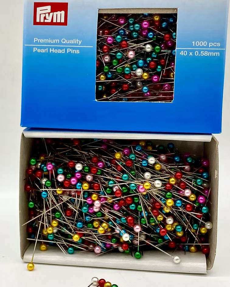 1,000 pcs - Prym Assorted Colous Pearl-headed Pins 0.58 x 40 mm