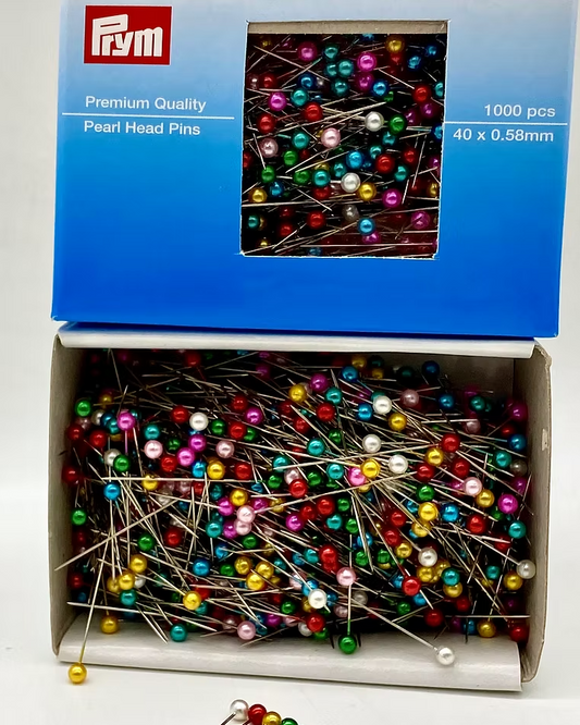 1,000 pcs - Prym Assorted Colous Pearl-headed Pins 0.58 x 40 mm