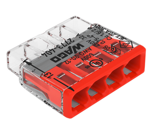 80-PK, 2773-404, WAGO PUSH WIRE splicing connector 4-conductor, AWG 20-12