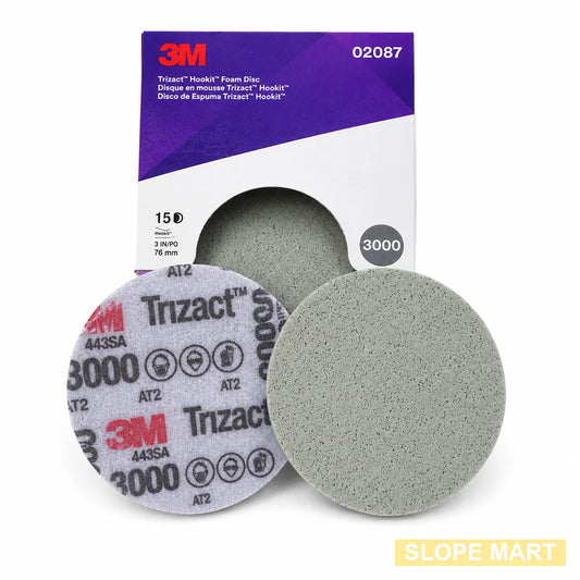 15 Discs, 3M Trizact Hookit Foam Disc 02087, 3 in 3000 grit