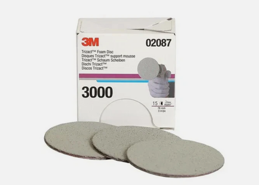 15 Discs, 3M Trizact Hookit Foam Disc 02087, 3 in 3000 grit