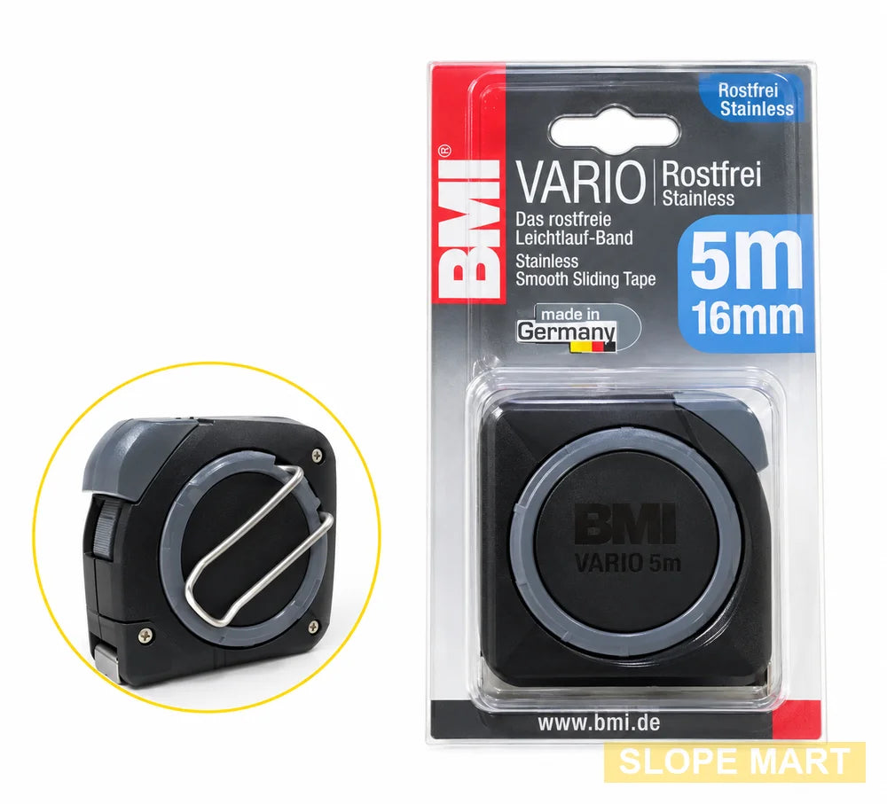 BMI Pocket Stainless Steel Tape Measure 411 VARIO, Width 16 mm Length 5 m