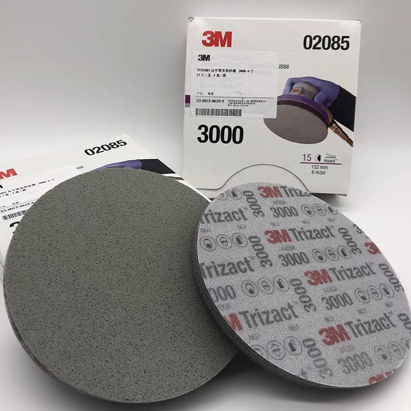 02085 | 3M Trizact Hookit Foam Disc, 6 in, 3000 grit, 15 discs