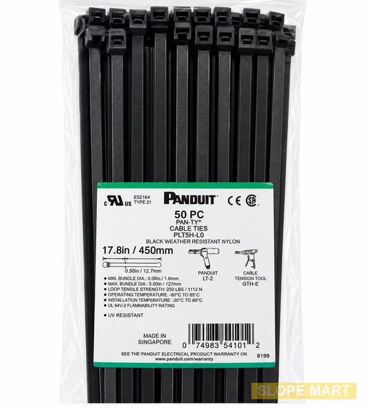 0.35" x 17.7" Black, Panduit PLT5H-L0 Cable Tie - Weather Resistant