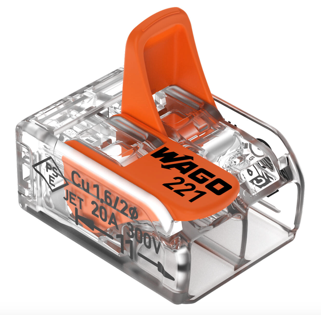 500-PK, 221-412, WAGO Splicing connector with levers, 2-conductor, max. 4 mm²