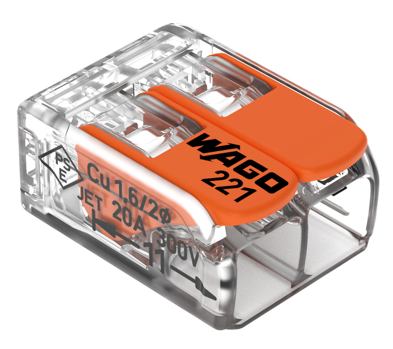 500-PK, 221-412, WAGO Splicing connector with levers, 2-conductor, max. 4 mm²