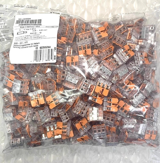 500-PK, 221-413, WAGO Splicing connector with levers, 3-conductor, max. 4 mm²